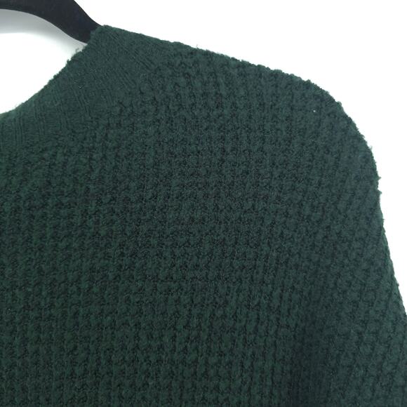American Eagle VNeck Oversized Chunky Waffle Knit Tunic Hunter Green Split Hem M - Picture 12 of 12